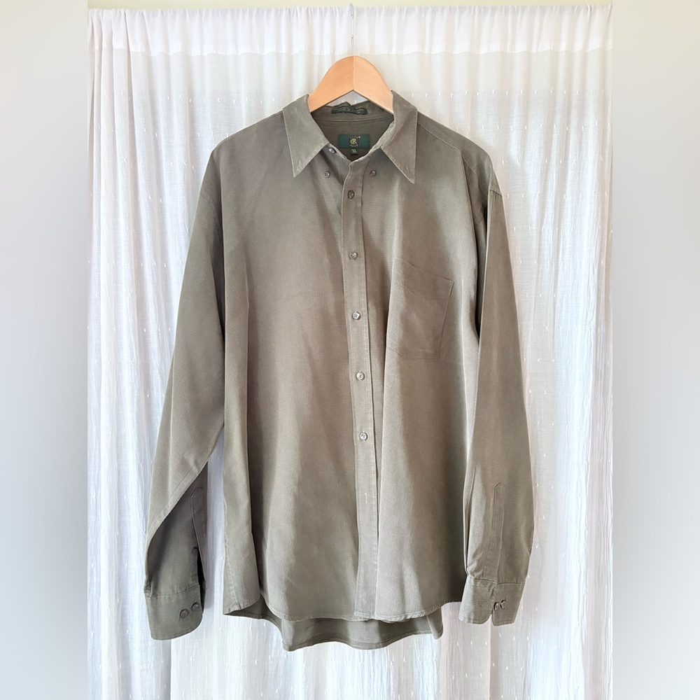 Club Room Men's Casual Olive Button Down Shirt